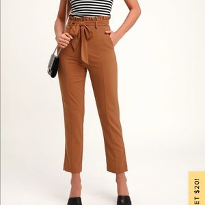 Set Your Goals Camel Brown Paper Bag Waist Pants